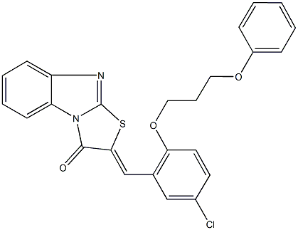 2-[5-chloro-2-(3-phenoxypropoxy)benzylidene][1,3]thiazolo[3,2-a]benzimidazol-3(2H)-one Struktur