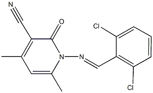 1-[(2,6-dichlorobenzylidene)amino]-4,6-dimethyl-2-oxo-1,2-dihydropyridine-3-carbonitrile Struktur