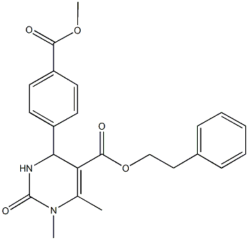 2-phenylethyl 4-[4-(methoxycarbonyl)phenyl]-1,6-dimethyl-2-oxo-1,2,3,4-tetrahydro-5-pyrimidinecarboxylate Struktur