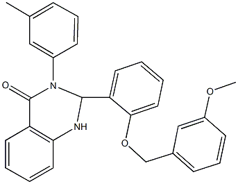 2-{2-[(3-methoxybenzyl)oxy]phenyl}-3-(3-methylphenyl)-2,3-dihydro-4(1H)-quinazolinone Struktur