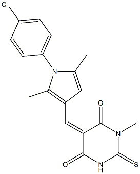 5-{[1-(4-chlorophenyl)-2,5-dimethyl-1H-pyrrol-3-yl]methylene}-1-methyl-2-thioxodihydro-4,6(1H,5H)-pyrimidinedione Struktur