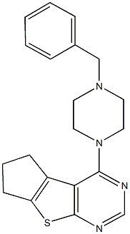 4-(4-benzyl-1-piperazinyl)-6,7-dihydro-5H-cyclopenta[4,5]thieno[2,3-d]pyrimidine Struktur