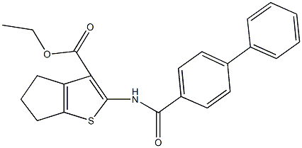 ethyl 2-[([1,1'-biphenyl]-4-ylcarbonyl)amino]-5,6-dihydro-4H-cyclopenta[b]thiophene-3-carboxylate Struktur