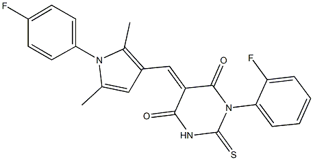 1-(2-fluorophenyl)-5-{[1-(4-fluorophenyl)-2,5-dimethyl-1H-pyrrol-3-yl]methylene}-2-thioxodihydro-4,6(1H,5H)-pyrimidinedione Struktur