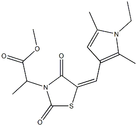 methyl 2-{5-[(1-ethyl-2,5-dimethyl-1H-pyrrol-3-yl)methylene]-2,4-dioxo-1,3-thiazolidin-3-yl}propanoate Struktur