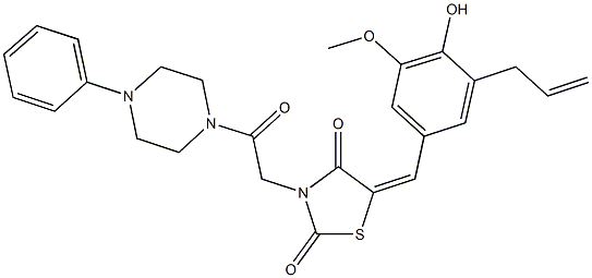 5-(3-allyl-4-hydroxy-5-methoxybenzylidene)-3-[2-oxo-2-(4-phenylpiperazin-1-yl)ethyl]-1,3-thiazolidine-2,4-dione Struktur