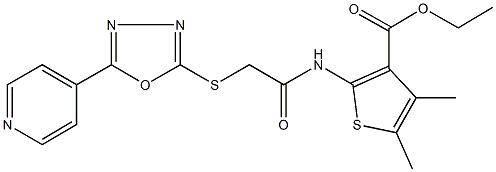 ethyl 4,5-dimethyl-2-[({[5-(4-pyridinyl)-1,3,4-oxadiazol-2-yl]sulfanyl}acetyl)amino]-3-thiophenecarboxylate Struktur