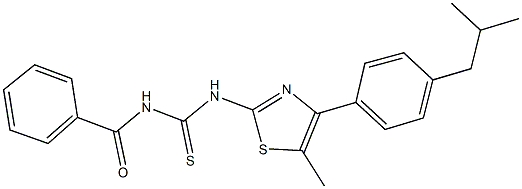 N-benzoyl-N'-[4-(4-isobutylphenyl)-5-methyl-1,3-thiazol-2-yl]thiourea Struktur