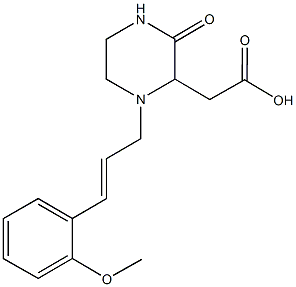 [1-(2-methoxycinnamyl)-3-oxo-2-piperazinyl]acetic acid Struktur