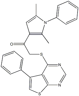 1-(2,5-dimethyl-1-phenyl-1H-pyrrol-3-yl)-2-[(5-phenylthieno[2,3-d]pyrimidin-4-yl)sulfanyl]ethanone Struktur