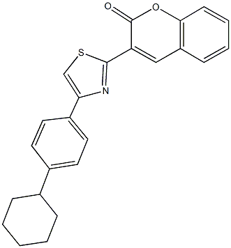 3-[4-(4-cyclohexylphenyl)-1,3-thiazol-2-yl]-2H-chromen-2-one Struktur