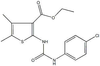 ethyl 2-{[(4-chloroanilino)carbonyl]amino}-4,5-dimethyl-3-thiophenecarboxylate Struktur