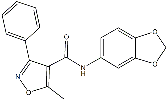 N-(1,3-benzodioxol-5-yl)-5-methyl-3-phenyl-4-isoxazolecarboxamide Struktur