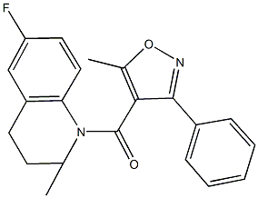 6-fluoro-2-methyl-1-[(5-methyl-3-phenyl-4-isoxazolyl)carbonyl]-1,2,3,4-tetrahydroquinoline Struktur