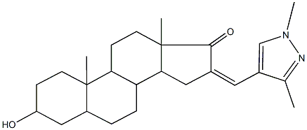 16-[(1,3-dimethyl-1H-pyrazol-4-yl)methylene]-3-hydroxy-10,13-dimethylhexadecahydro-17H-cyclopenta[a]phenanthren-17-one Struktur