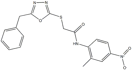 N-{4-nitro-2-methylphenyl}-2-{[5-(phenylmethyl)-1,3,4-oxadiazol-2-yl]sulfanyl}acetamide Struktur