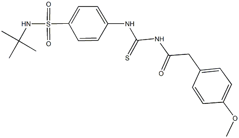 N-(tert-butyl)-4-[({[(4-methoxyphenyl)acetyl]amino}carbothioyl)amino]benzenesulfonamide Struktur