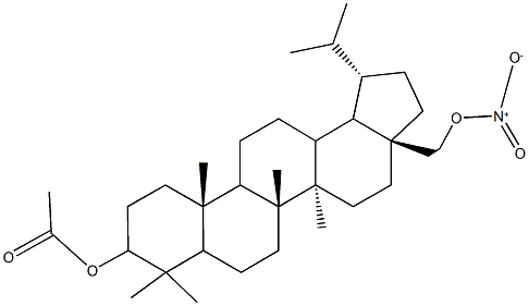 3a-(2-{nitrooxy}ethyl)-1-isopropyl-5a,5b,8,8,11a-pentamethylicosahydro-1H-cyclopenta[a]chrysen-9-yl acetate Struktur