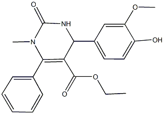 ethyl 4-(4-hydroxy-3-methoxyphenyl)-1-methyl-2-oxo-6-phenyl-1,2,3,4-tetrahydro-5-pyrimidinecarboxylate Struktur