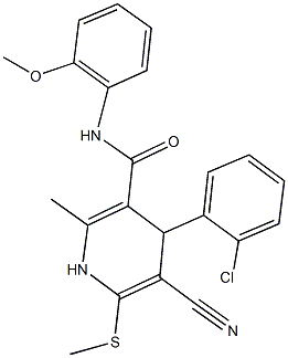 4-(2-chlorophenyl)-5-cyano-N-(2-methoxyphenyl)-2-methyl-6-(methylsulfanyl)-1,4-dihydro-3-pyridinecarboxamide Struktur