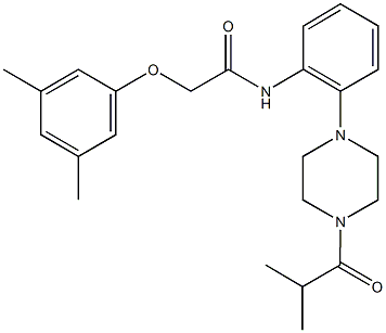 2-(3,5-dimethylphenoxy)-N-[2-(4-isobutyryl-1-piperazinyl)phenyl]acetamide Struktur