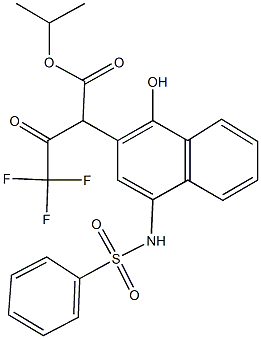 isopropyl 4,4,4-trifluoro-2-{1-hydroxy-4-[(phenylsulfonyl)amino]-2-naphthyl}-3-oxobutanoate Struktur