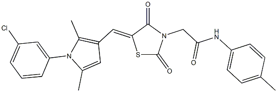 2-(5-{[1-(3-chlorophenyl)-2,5-dimethyl-1H-pyrrol-3-yl]methylene}-2,4-dioxo-1,3-thiazolidin-3-yl)-N-(4-methylphenyl)acetamide Struktur