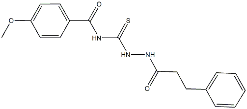 4-methoxy-N-{[2-(3-phenylpropanoyl)hydrazino]carbothioyl}benzamide Struktur