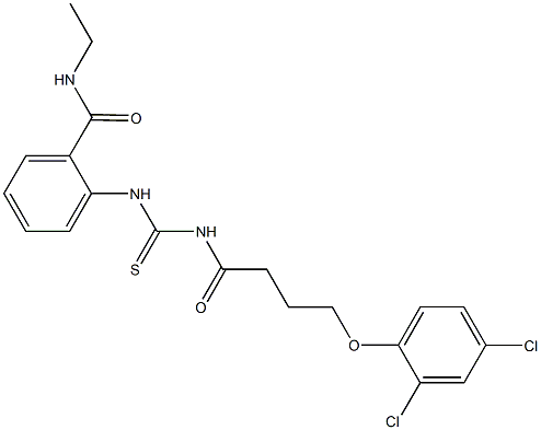 2-[({[4-(2,4-dichlorophenoxy)butanoyl]amino}carbothioyl)amino]-N-ethylbenzamide Struktur