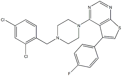 4-[4-(2,4-dichlorobenzyl)-1-piperazinyl]-5-(4-fluorophenyl)thieno[2,3-d]pyrimidine Struktur