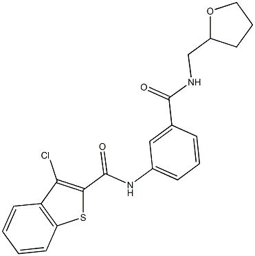 3-chloro-N-(3-{[(tetrahydro-2-furanylmethyl)amino]carbonyl}phenyl)-1-benzothiophene-2-carboxamide Struktur