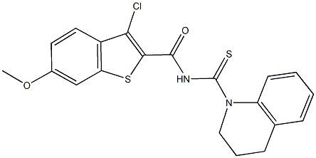 3-chloro-N-[3,4-dihydro-1(2H)-quinolinylcarbothioyl]-6-methoxy-1-benzothiophene-2-carboxamide Struktur