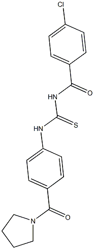 N-(4-chlorobenzoyl)-N'-[4-(1-pyrrolidinylcarbonyl)phenyl]thiourea Struktur