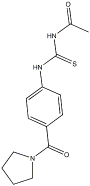 N-acetyl-N'-[4-(1-pyrrolidinylcarbonyl)phenyl]thiourea Struktur