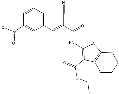 ethyl 2-[(2-cyano-3-{3-nitrophenyl}acryloyl)amino]-4,5,6,7-tetrahydro-1-benzothiophene-3-carboxylate Struktur