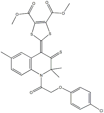 dimethyl 2-(1-[(4-chlorophenoxy)acetyl]-2,2,6-trimethyl-3-thioxo-2,3-dihydro-4(1H)-quinolinylidene)-1,3-dithiole-4,5-dicarboxylate Struktur