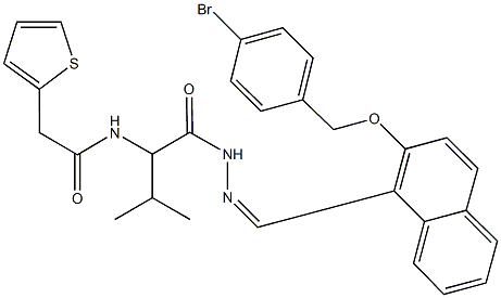 N-(1-{[2-({2-[(4-bromobenzyl)oxy]-1-naphthyl}methylene)hydrazino]carbonyl}-2-methylpropyl)-2-thien-2-ylacetamide Struktur