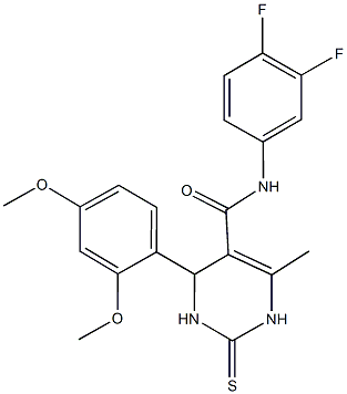 N-(3,4-difluorophenyl)-4-(2,4-dimethoxyphenyl)-6-methyl-2-thioxo-1,2,3,4-tetrahydro-5-pyrimidinecarboxamide Struktur