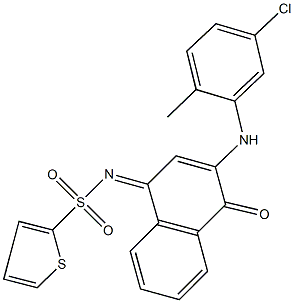 N-(3-(5-chloro-2-methylanilino)-4-oxo-1(4H)-naphthalenylidene)-2-thiophenesulfonamide Struktur