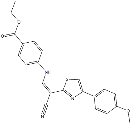 ethyl 4-({2-cyano-2-[4-(4-methoxyphenyl)-1,3-thiazol-2-yl]vinyl}amino)benzoate Struktur