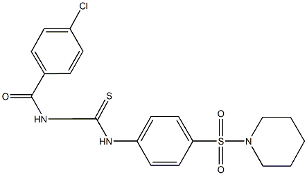 N-(4-chlorobenzoyl)-N'-[4-(piperidin-1-ylsulfonyl)phenyl]thiourea Struktur