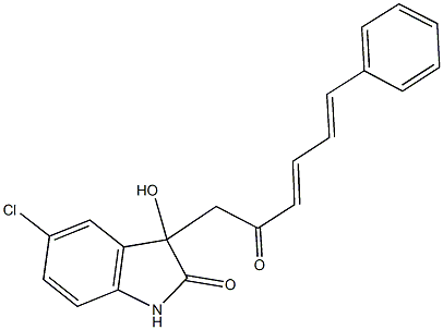 5-chloro-3-hydroxy-3-(2-oxo-6-phenyl-3,5-hexadienyl)-1,3-dihydro-2H-indol-2-one Struktur