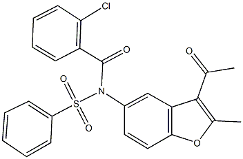 N-(3-acetyl-2-methyl-1-benzofuran-5-yl)-N-(2-chlorobenzoyl)benzenesulfonamide Struktur