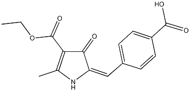 4-{[4-(ethoxycarbonyl)-5-methyl-3-oxo-1,3-dihydro-2H-pyrrol-2-ylidene]methyl}benzoic acid Struktur