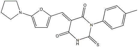 1-(4-methylphenyl)-5-{[5-(1-pyrrolidinyl)-2-furyl]methylene}-2-thioxodihydro-4,6(1H,5H)-pyrimidinedione Struktur