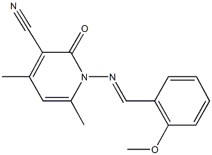 1-[(2-methoxybenzylidene)amino]-4,6-dimethyl-2-oxo-1,2-dihydropyridine-3-carbonitrile Struktur