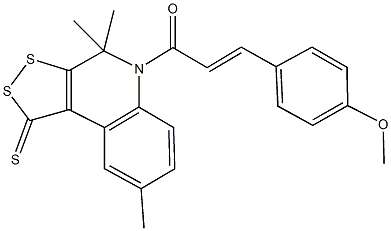 5-[3-(4-methoxyphenyl)acryloyl]-4,4,8-trimethyl-4,5-dihydro-1H-[1,2]dithiolo[3,4-c]quinoline-1-thione Struktur