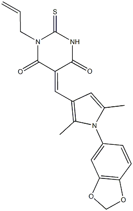 1-allyl-5-{[1-(1,3-benzodioxol-5-yl)-2,5-dimethyl-1H-pyrrol-3-yl]methylene}-2-thioxodihydro-4,6(1H,5H)-pyrimidinedione Struktur