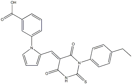 3-{2-[(1-(4-ethylphenyl)-4,6-dioxo-2-thioxotetrahydro-5(2H)-pyrimidinylidene)methyl]-1H-pyrrol-1-yl}benzoic acid Struktur