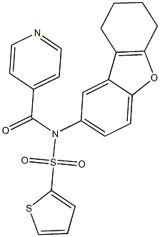 N-isonicotinoyl-N-(6,7,8,9-tetrahydrodibenzo[b,d]furan-2-yl)-2-thiophenesulfonamide Struktur